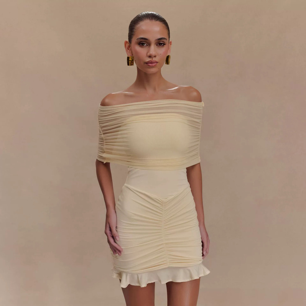 ZARA Sexy Off Shoulder Ruffle Trim Bodycon Short Dress